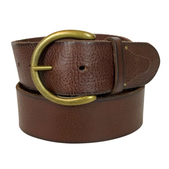 Frye Accessories - Frye Womens Brown Leather Belt With Brass Buckle Size Large